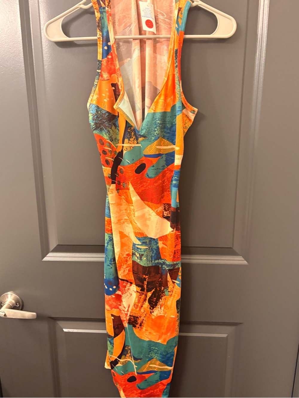 Love Orange & Teal Abstract Maxi Dress